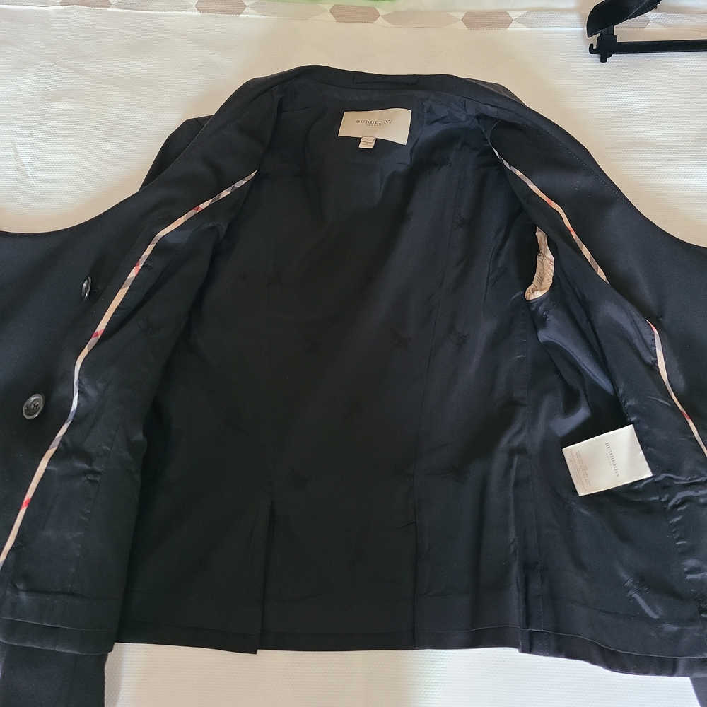 Burberry London Black Double-Breasted Wool Women's Blaser Jacket Size 12 - Picture 13 of 15